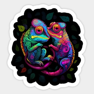 Chameleon Couple Valentine Sticker